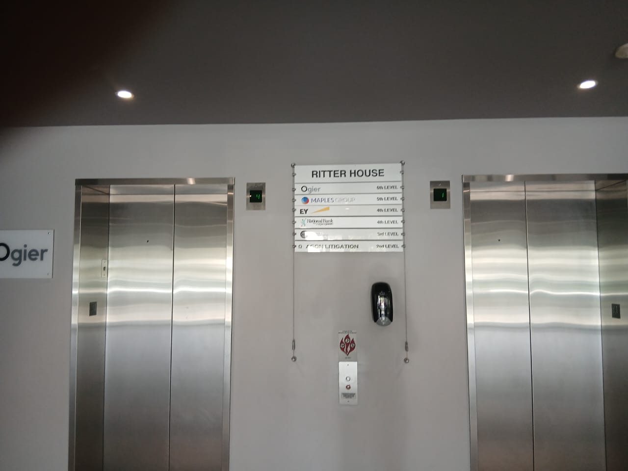 Ritter House lift lobby and building directory
