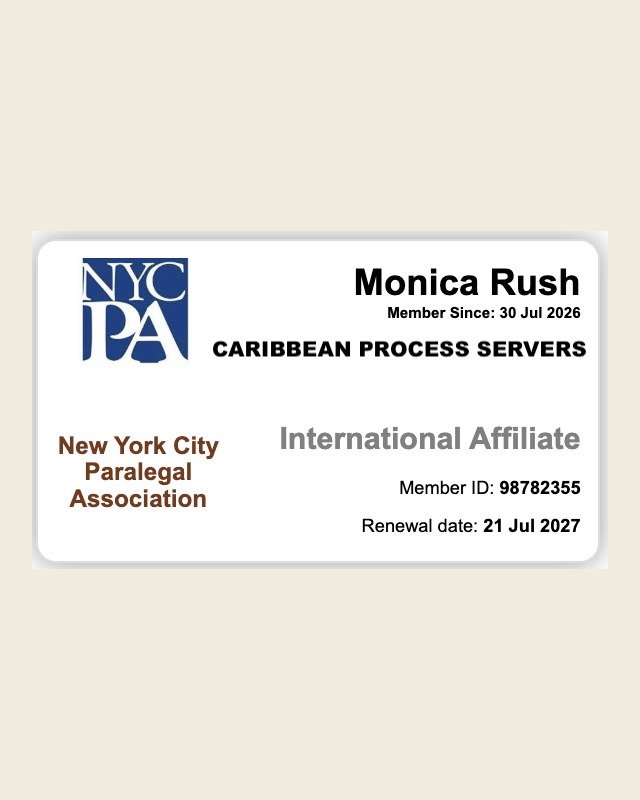 Monica Rush, Worldwide operations director, Caribbean Process Servers